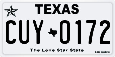 TX license plate CUY0172