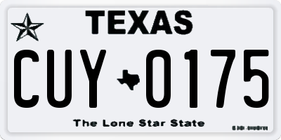 TX license plate CUY0175
