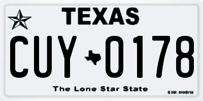 TX license plate CUY0178