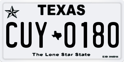 TX license plate CUY0180