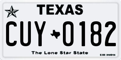 TX license plate CUY0182