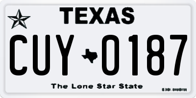 TX license plate CUY0187