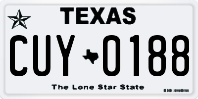 TX license plate CUY0188