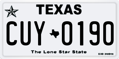 TX license plate CUY0190