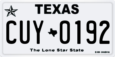 TX license plate CUY0192