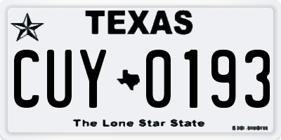 TX license plate CUY0193