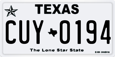 TX license plate CUY0194