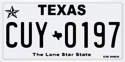 TX license plate CUY0197