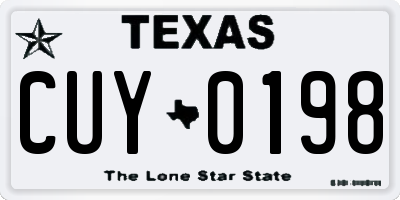 TX license plate CUY0198
