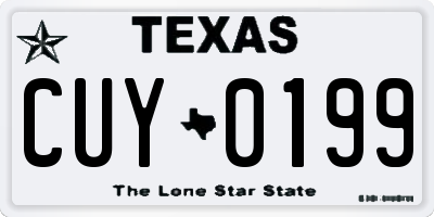 TX license plate CUY0199