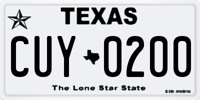TX license plate CUY0200