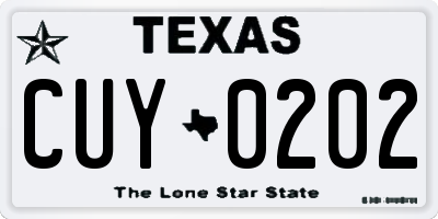 TX license plate CUY0202