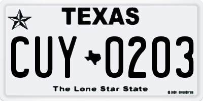 TX license plate CUY0203