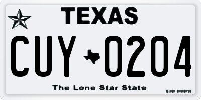 TX license plate CUY0204
