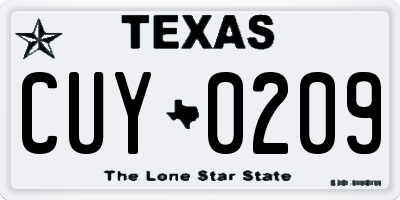 TX license plate CUY0209