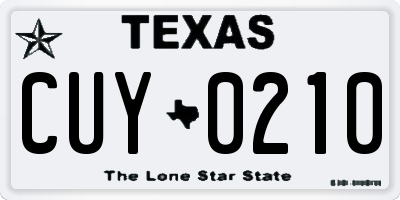 TX license plate CUY0210