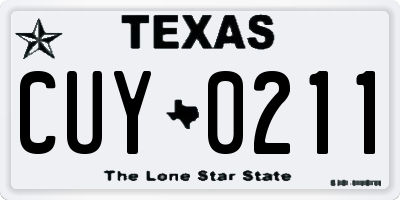 TX license plate CUY0211
