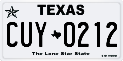 TX license plate CUY0212