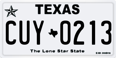 TX license plate CUY0213