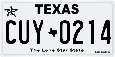 TX license plate CUY0214
