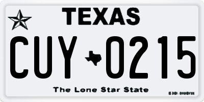 TX license plate CUY0215