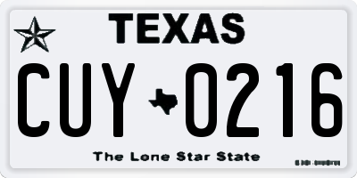TX license plate CUY0216