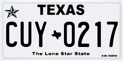 TX license plate CUY0217