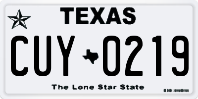 TX license plate CUY0219