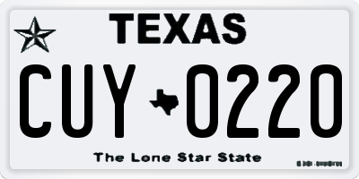 TX license plate CUY0220