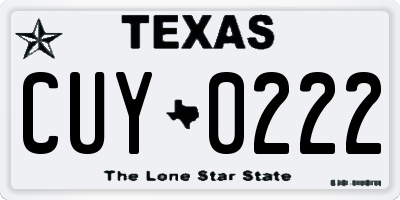 TX license plate CUY0222