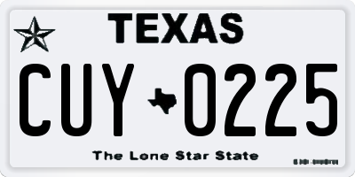 TX license plate CUY0225