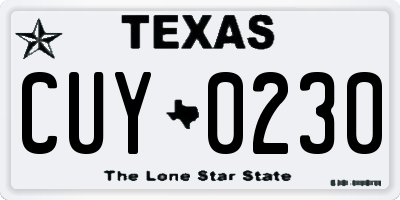 TX license plate CUY0230