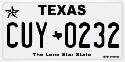 TX license plate CUY0232