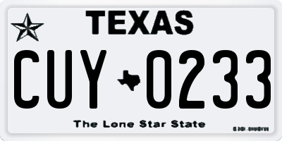 TX license plate CUY0233