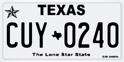 TX license plate CUY0240