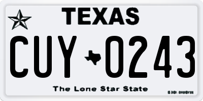 TX license plate CUY0243