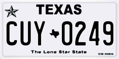 TX license plate CUY0249