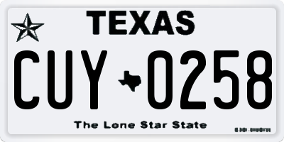 TX license plate CUY0258