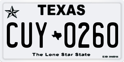 TX license plate CUY0260