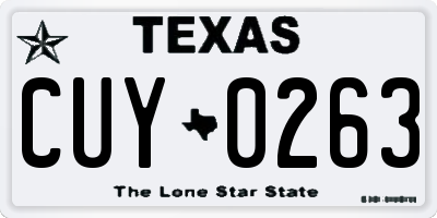 TX license plate CUY0263