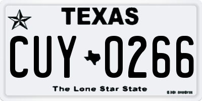 TX license plate CUY0266