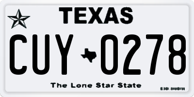 TX license plate CUY0278