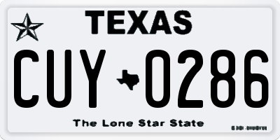 TX license plate CUY0286