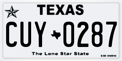 TX license plate CUY0287