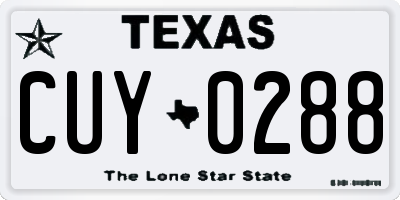 TX license plate CUY0288