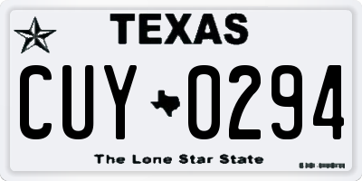 TX license plate CUY0294