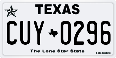 TX license plate CUY0296