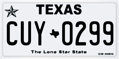TX license plate CUY0299