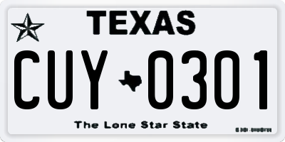 TX license plate CUY0301