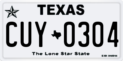 TX license plate CUY0304